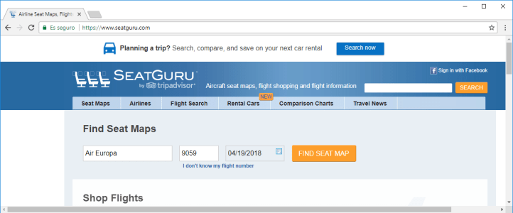 Pantalla Pagina Web SeatGuru 1