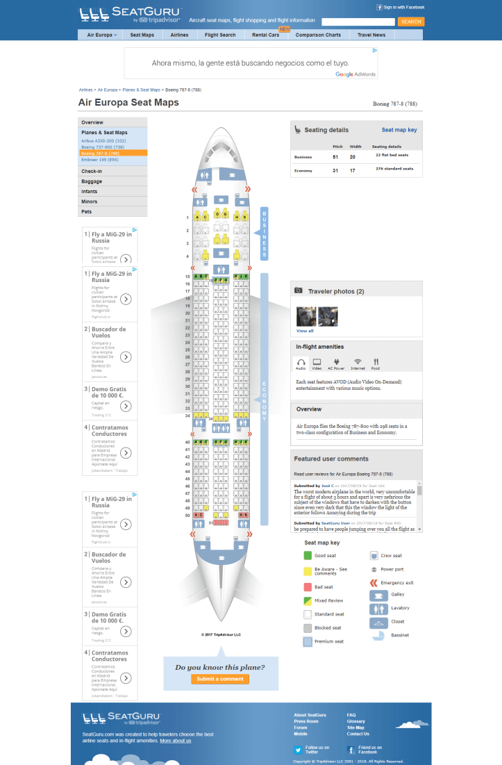Pantalla Pagina Web SeatGuru 2